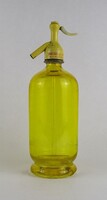 1E863 Régi citromsárga spanyol talpas szódásüveg 29.5 cm