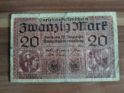 Németország, Márka, 20 Márka,Darlehnskassenschein, 1918