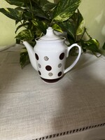 Régi szarvasos  jelzésű orosz pöttyös porcelán kancsó (17cm)