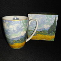 Van Gogh  porcelán bögre díszdobozban - 380 ml - Gabonaföld ciprusokkal