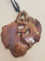 Gyönyörű szép ginkós  antik zsolnay eozin medál