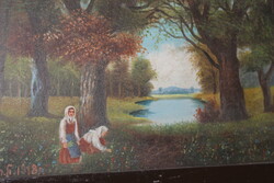 Antik szignált festmény 923