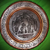 Antik viking tál múzeumi replikája Szigurd és a lintwurm ezüstös aranyos ón falitál a képek szeri