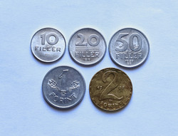 10 - 20 - 50 Fillér + 1 - 2 Forint 1989, forgalmi sorból. (II.)