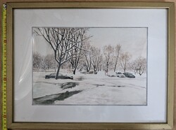 Gazdag József festmény - Zugló Pillangó park