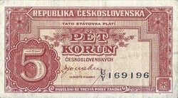 5 korun korona 1945 Csehszlovákia 2.