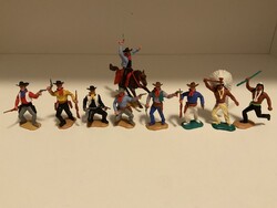 10 db. retró Timpo Toys játék műanyag katonák Western Cowboy Indián