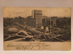 Régi amerikai képeslap Cleveland, Public körút villamosok, 1905