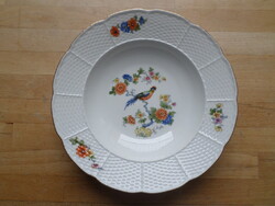 Régi TK Thun porcelán mélytányér paradicsommadaras mintával 24,5 cm
