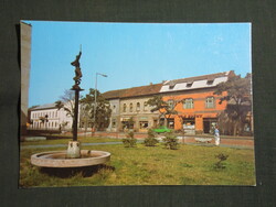 Képeslap,Hatvan,Kígyóölő szobor,park,utca üzletekkel látkép,részlet, 1982-