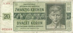 20 korun korona kronen 1944 Cseh Morva Protektorátus 2.