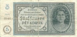 5 korun korona kronen 1942 Cseh Morva Protektorátus 2.