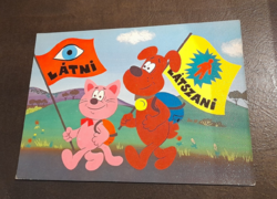 Stop! Közlekedj szabályosan rajzfilm képeslap Pannónia filmstúdió