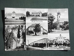 Képeslap,Hatvan,mozaik,Grassalkovich-kastély,vasútállomás,templom,utca látkép,részlet, 1975-