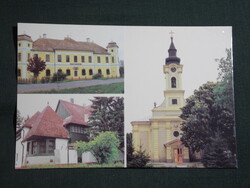 Képeslap,Hajós,Pincefalu,mozaik,Érseki vadászkastély,templom,gyermekotthon látkép,részlet, 2002-