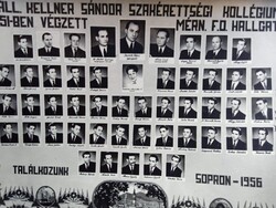 ZA604.1 SOPRON 1951 Kellner Sándor Szakérettségi Kollégium  1950-51 mérnök hallgatói  tabló fotó