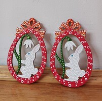 ÚJ! Nyuszi a tojásban hóvirággal kézzel festett 13x8cm