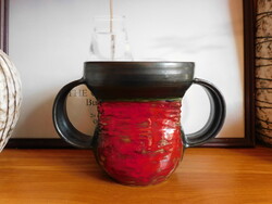 Koller Éva retro kerámia iparművész váza 35 cm