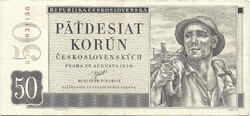 50 korun korona 1950 Csehszlovákia Nem perforált  2.