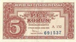 5 korun korona 1949 Csehszlovákia 2.