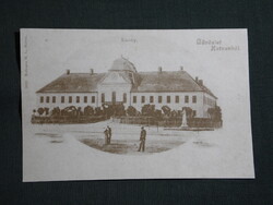 Képeslap,Hatvan,reprodukció,Grassalkovich-kastély látkép,részlet, 1985-