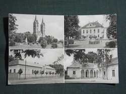 Képeslap,Hajdúhadház,mozaik,Bocskai tér,tanácsháza,templom,utca látkép,részlet, 1962-