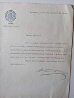 ZA605.1  Konkoly-Thege Gyula (1876–1942)  aláírása köszönőlevélen 1938 Központi Statisztikai Hivatal