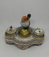 Herendi porcelán madaras kalamáris tintatartó!