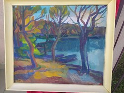 V. Tóth László: Mártély Képcsarnoki festmény, hibátlan, jelzett, 76 x 66 cm