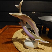 Hollóházi kecsege hal pár porcelán