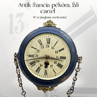 Antik  francia pékóra, fali cartel 19. sz. Junghans szerkezettel