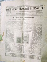 1915 BÉLYEGTŐZSDE HIRADÓ FILATELISTA - PROPAGANDA BÉLYEG SZEMLE BUDAPEST BÉLYEGGYÜJTŐ