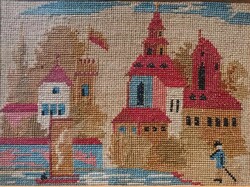 Antik gobelin tájkép