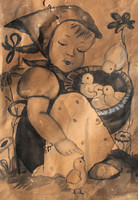Berta Hummel: Kislány csibékkel