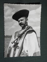 Képeslap,Hortobágy,Juhász,Csikós,népviselet látkép,részlet, 1962-
