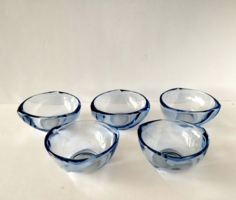 FINN KAJ FRANK, Nuutajärvi Art Glass KÉK ÜVEG KÍNÁLÓ TÁLKÁK 1950-60-ES ÉVEK