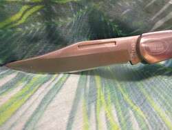 VADÁSZKÉS-tokjában:SATIA 22,5 cm. Penge:10/2 cm Markolat rozsdamentes acél - fa berakással.,zárral