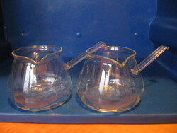 Üveg nyeles kávé, tej, tejszín kiöntő