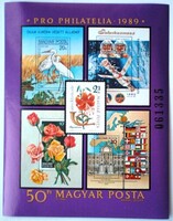 B207 / 1989 Pro Philatelia blokk postatiszta 4 mm-s sorszámmal