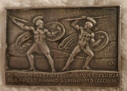 Petznik Lajos Pénzügyi Tisztviselők Sport Clubja - Bp.,1923 ezüstözött bronz emlékérem