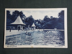 Képeslap,Harkány,Gyógyfürdő,strand,medence látkép,részlet,Szilezer Gyula kiadás Harkány,1927-  ,kék,