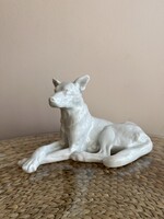 Herendi fekvő német juhász kutya porcelán 28x30 cm