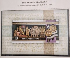 Aranybulla blokk, 1db postatiszta bélyeg blokk,1972-es kiadás. Első tulajdonostól. Hibátlan, szép