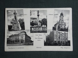 Képeslap,Hatvan,mozaik,emlékmű,posta,iskola,templom,Karinger Bp. kiadás, 1938-