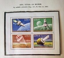 Luna -16  vágott blokk, 1db postatiszta bélyeg blokk,1971-es kiadás, hibátlan