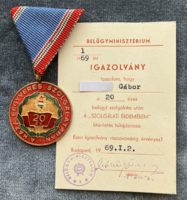 20 év A Haza Fegyveres Szolgálatában  - kitüntetés viselési igazolvánnyal