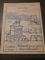 Régi papír reklám Franck kávépótlék Budapest panorámájával