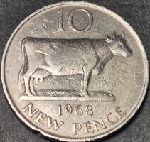 Guernsey 10 Új penny, 1968.