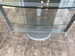 Üveg tv asztal gurulós és körbe forgatható
