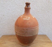 Antik 1927-es népi kerámia csörgőkorsó, 35 cm